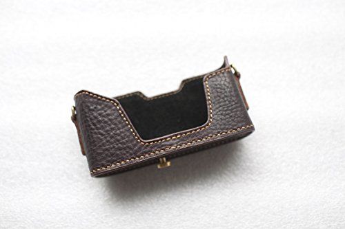 Funper Handgemaakte Echt Lederen Half Camera Hoesje Hoes voor Leica Minilux Minilux zoom Donker Bruin (GEEN GEGEVENS BACK)