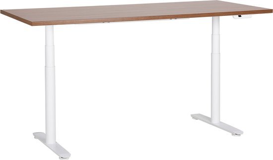 DESTIN IV - Elektrisch bureau - Donkerhout/Wit - 180 cm - MDF