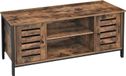 VASAGLE meuble TV, meuble TV avec étagères et espace de rangement, meuble avec portes, adapté pour salon, salle de jeux, style industriel, rustique, marron, noir