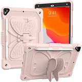 Hoes voor iPad 10,2 inch 2021/2020/2019 met schouderriem, robuuste schokbestendige beschermhoes met vlinderhouder voor 9e /8e /7e gen, roze