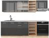 Vicco R-Line Complete keukeneenheid – 240 cm, WB Marmer Antraciet hoogglans/goud eiken