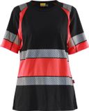 Blåkläder 3410-1030 High Vis T-shirt Dames Zwart/High Vis Rood - M