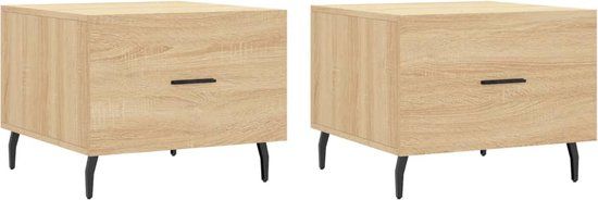 vidaXL Salontafels - Set van 2 - 50x50x40 cm - Bewerkt Hout - Sonoma Eikenkleurig