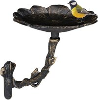 Relaxdays Vogelbadje Gietijzer - Muur - Waterschaal - Tuindecoratie - Bronskleurig