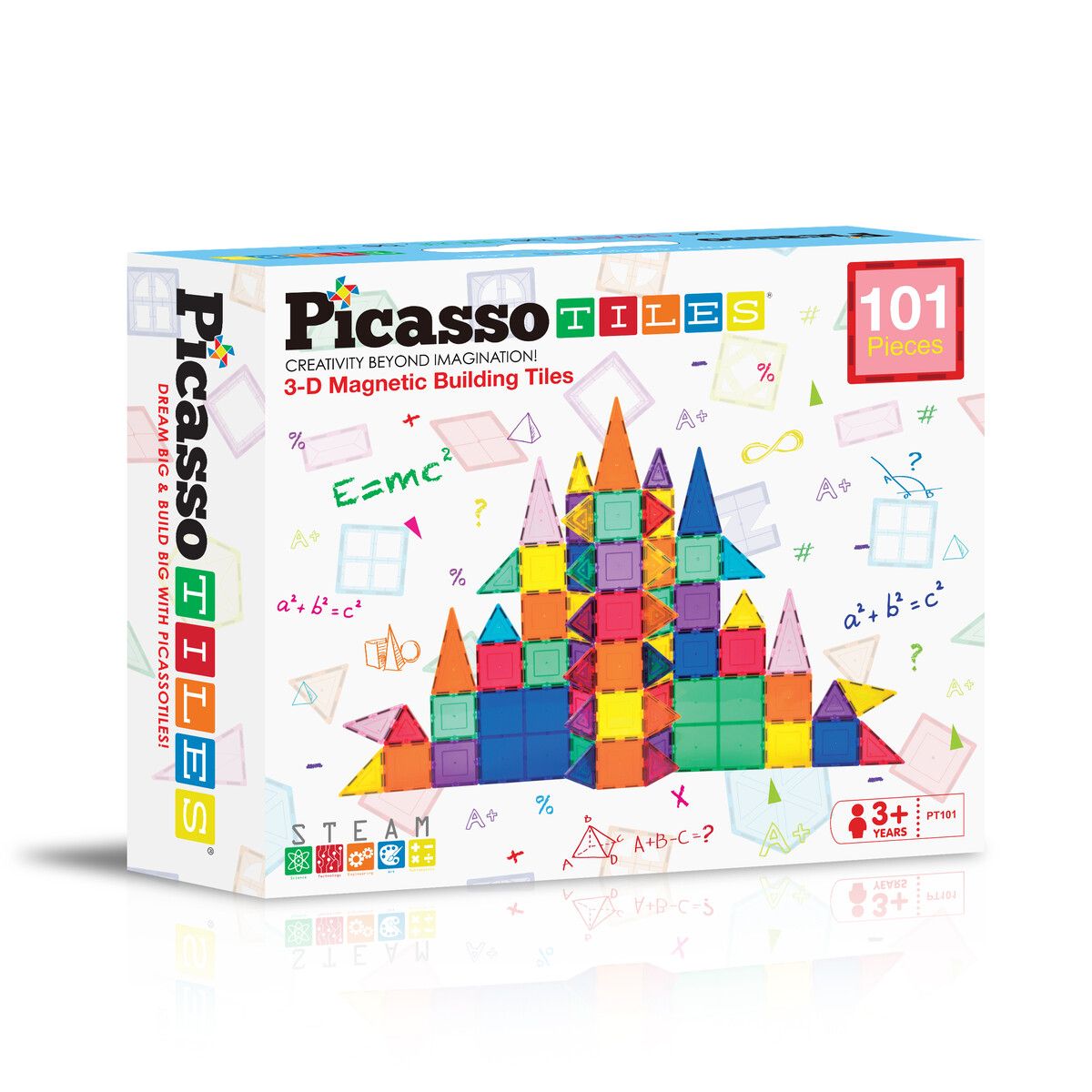 PicassoTiles Tactic Picasso Tiles Magnetic Tiles Building Set - 101 Pieces - Multicolour
