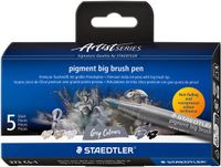 STAEDTLER Artist Series Pigment Arts Pen Big Brush - 5 grijstinten