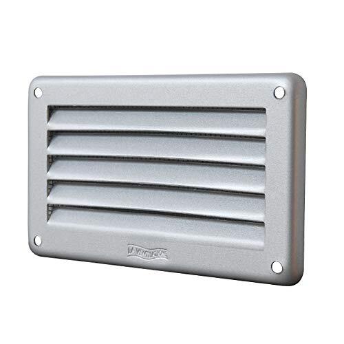 La Ventilazione GAL106R Rechthoekig ventilatierooster van aluminium, zilverkleurig, om over te trekken, met insectennet, 100 x 60 mm