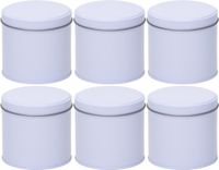 Merkloos The Box Blikken Wit rond opbergblik/bewaarblik - 6x - 10 cm