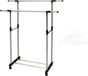 Sans marque Portant à vêtements mobile double barre 160 cm avec 10x cintres en plastique blanc
