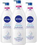 NIVEA Bodylotion Pump Express Hydration - 3 x 400 ml - Voordeelverpakking