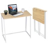 MEUBLE COSY Bureau, opvouwbare tafel, computertafel, laptoptafel voor kantoor, thuiskantoor, eenvoudige montage, scandinavisch design, eiken, 80x41,5x74cm