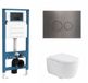 QeramiQ Dely Swirl Toiletset - inbouwreservoir Qeramiq Flush - 35mm zitting - metaal gunmetal bedieningsplaat - ronde knoppen - mat wit