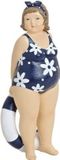 Merkloos Beeldje - dikke dame met reddingsboei - polystone - 20 cm