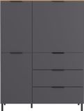 Germania Buffetkast Calista 109cm 2 deuren & 3 lades - antraciet/eik