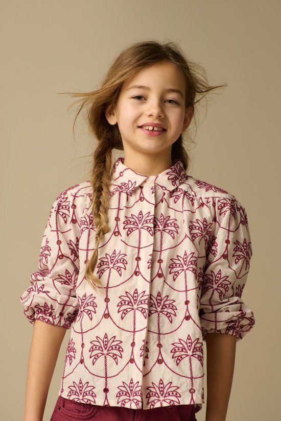 Sissy-Boy Lichtroze blouse met palm broderie