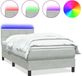 vidaXL Boxspringbed met matras en LED-verlichting, lichtgrijs, 80x210 cm, fluweel