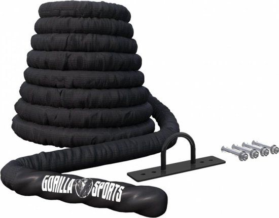 Gorilla Sports Power Rope - 9 meter - 50 mm - Fitness touw - Zwart