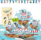 Amscan Kinderfeestje Set Piraten Ahoy Blauw/bruin 51-delig