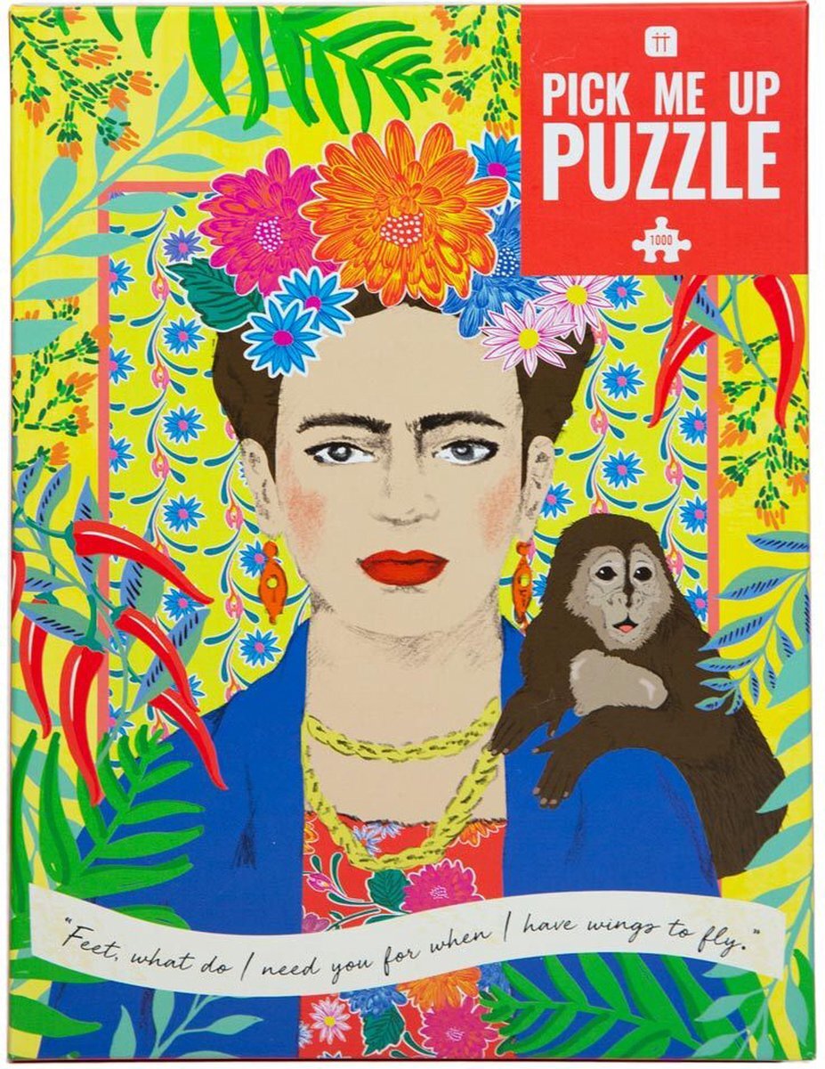 Talking Tables 1000-delige Frida Kahlo-legpuzzel - met bijpassende poster en trivia-blad | Inspirerende vrouwen, kleurrijk geïllustreerd ontwerp, verjaardagscadeau, cadeaus voor haar, kunst aan de muur