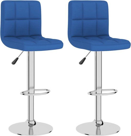 vidaXL Barkrukken - 2 stuks - Stof - Blauw