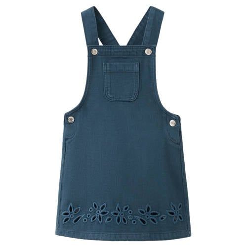 Mango Kids denim spijkerjurk broderie dark blue denim