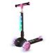 Zinc Kids 3-wiel T-motion Shine Scooter - roze, oplichtende led-knipperende wielen en stuurpen, in hoogte verstelbaar, opvouwbaar, antislipgrepen, jongens en meisjes, leunend om te sturen, geweldig