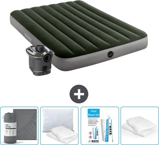 Intex Luchtbed - Twijfelaar - 137 x 191 x 25 cm - Groen - Inclusief accessoires