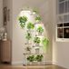 Azomor Étagère à plantes en métal avec éclairage, 160 cm, Blanc