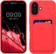 kwmobile telefoonhoesje geschikt voor Apple iPhone 16 - Hoesje met pasjeshouder - TPU case in neon roze