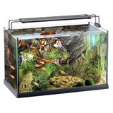 Ferplast Aquarium 60 liter glas, ledverlichting 24 W, buitenfilter, aquarium voor tropische vissen met verwarming 100 W, open bak voor planten en aquascaping 59,5 x 31,5 x 42 cm