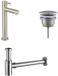FortiFura Calvi Fonteinkraanset - staande fonteinkraan - laag - always open plug - design sifon - PVD - geborsteld Inox