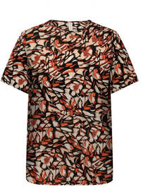 ONLY CARMAKOMA ONLY CARMAKOMA T-shirt CARLUX met grafische print zwart/ oranje/ lichtoranje