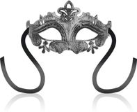 Ohmama Masks Venetian Eyemask - Venitiaans Masker - Harde plastic met Satijnen Linten - Zilverkelurig - One Size