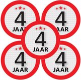 Bellatio Decorations 4 jaar leeftijd verjaardag sticker - 10x - rond - Dia 9 cm - 4 jaar jubileum - versiering
