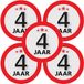 Bellatio Decorations 4 jaar leeftijd verjaardag sticker - 10x - rond - Dia 9 cm - 4 jaar jubileum - versiering