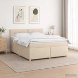 vidaXL Boxspringbed met matras, crème kleur, 140 x 200 cm, gestoffeerd