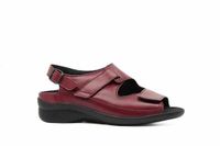 Durea Dames Platte Sandalen Rood Leer Klittenband Maat 40