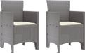 vidaXL Chaise de jardin blanc crème bois inclus 4 coussins