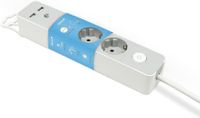 Garza Multiprise - 3 prises + 2 USB - Interrupteur - Prise plate - Multiprise - 1,4 m - Gris