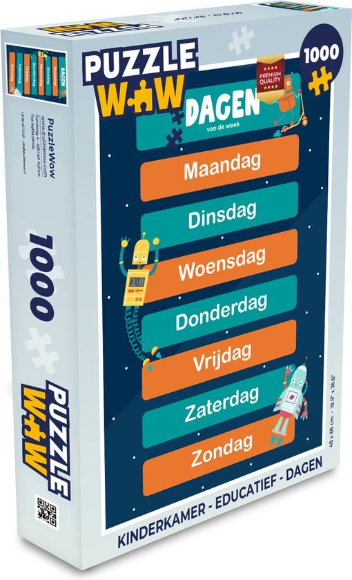 MuchoWow Puzzel Kinderkamer - Educatief - Dagen - Jongens - Meisjes - Kinderen - Blauw - Kind - Legpuzzel - Puzzel 1000 stukjes volwassenen - Sinterklaas cadeautjes - Sinterklaas voor grote kinderen