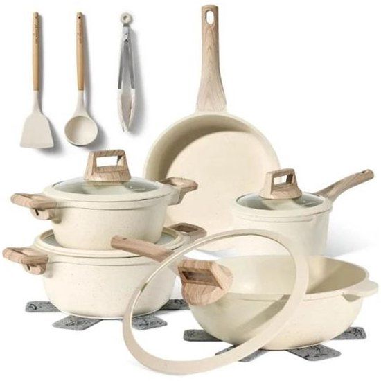 JUST PERFECTO HOUSEHOLD APPLIANCES 14-Delige Pannenset Inductie - Beige - PFAS vrij - Koudgrepen
