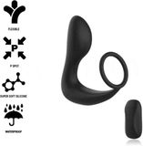 Black&silver BLACK and SILVER | Black and silver - Black Rechargeable Silicone Remote Control Anal Massager