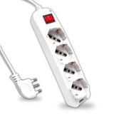 V-TAC Meervoudige stekkerdoos met kabel 1,5 m 4-voudig 10/16 A tweefase-stopcontact + Shuko lichtschakelaar en stopcontact 16 A wit