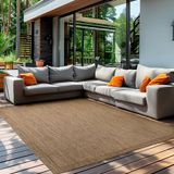 Teppium Tapis d'extérieur moderne, résistant aux intempéries, 300 x 400 cm (280 x 370 cm), marron, tissage plat, aspect sisal, imperméable, lavable, pour jardin, terrasse, camping et cuisine