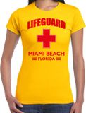 Bellatio Decorations Shoppartners Bv Lifeguard / strandwacht verkleed t-shirt / shirt Lifeguard Miami Beach Florida geel voor dames - Reddingsbrigade shirt / Verkleedkleding / carnaval / outfit XS