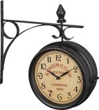 Merkloos Relaxdays Stationsklok Dubbelzijdig Londen Vintage Wandklok
