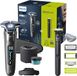 Philips Series 7000 – Elektrisch scheerapparaat voor nat en droog gebruik, SkinIQ-technologie in donker chroom, uitklapbare trimmer, snelreinigingscapsule, en Philips OneBlade (S7887/78 en QI1864/20)