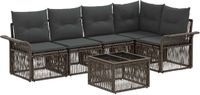 vidaXL Tuinbank - Set - 6 - st - Grijs - poly - rattan