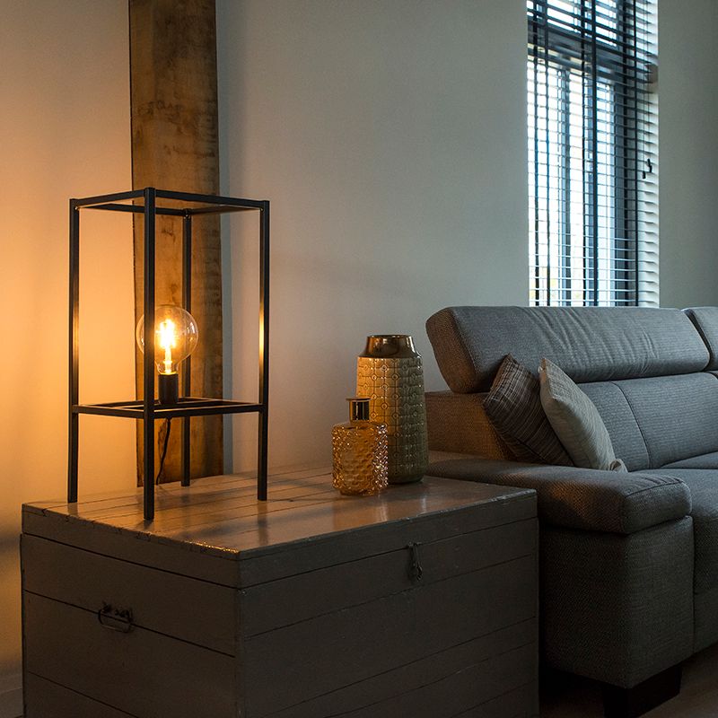 QAZQA Tafellamp 1 lichts H 625 mm Zwart - 8718881093630