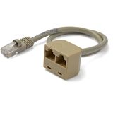 StarTech.com 2-naar-1 RJ45 splitter adapterkabel F/M grijs 0,33m